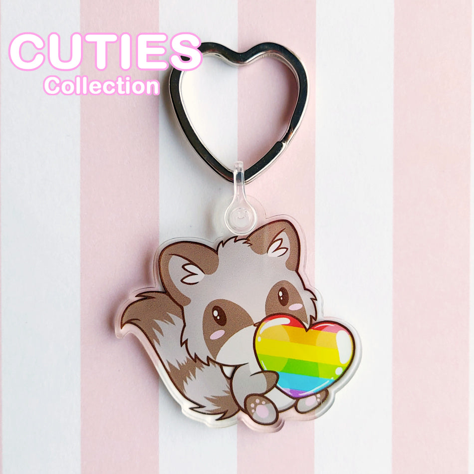 CUTIES PRIDE Rainbow Raccoon Keyring