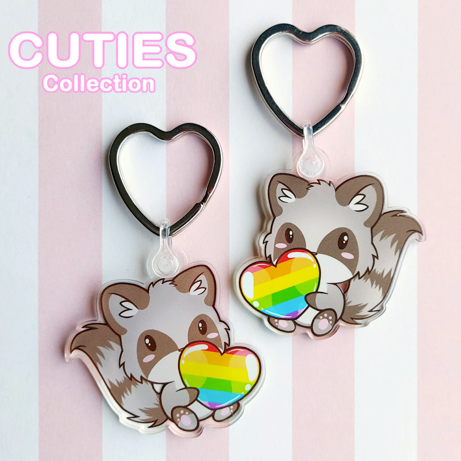 CUTIES PRIDE Rainbow Raccoon Keyring