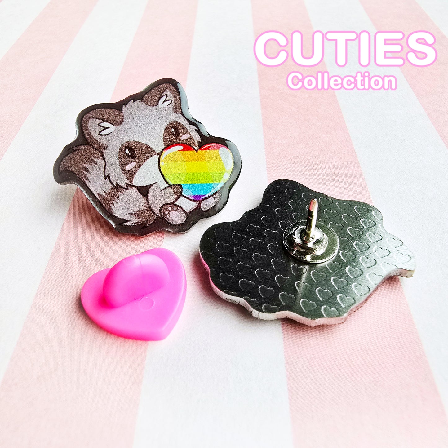 CUTIES PRIDE Rainbow Raccoon Metal Pin Badge