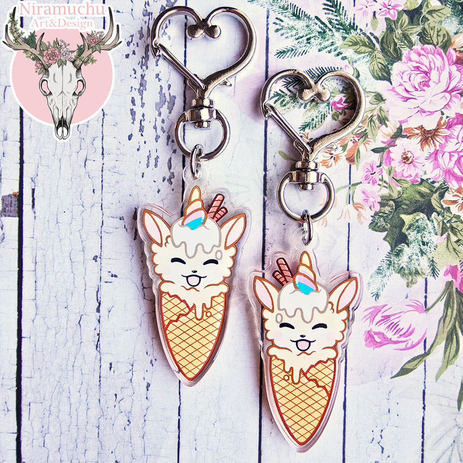 Alpacorn Ice Cream Yellow Keycharm