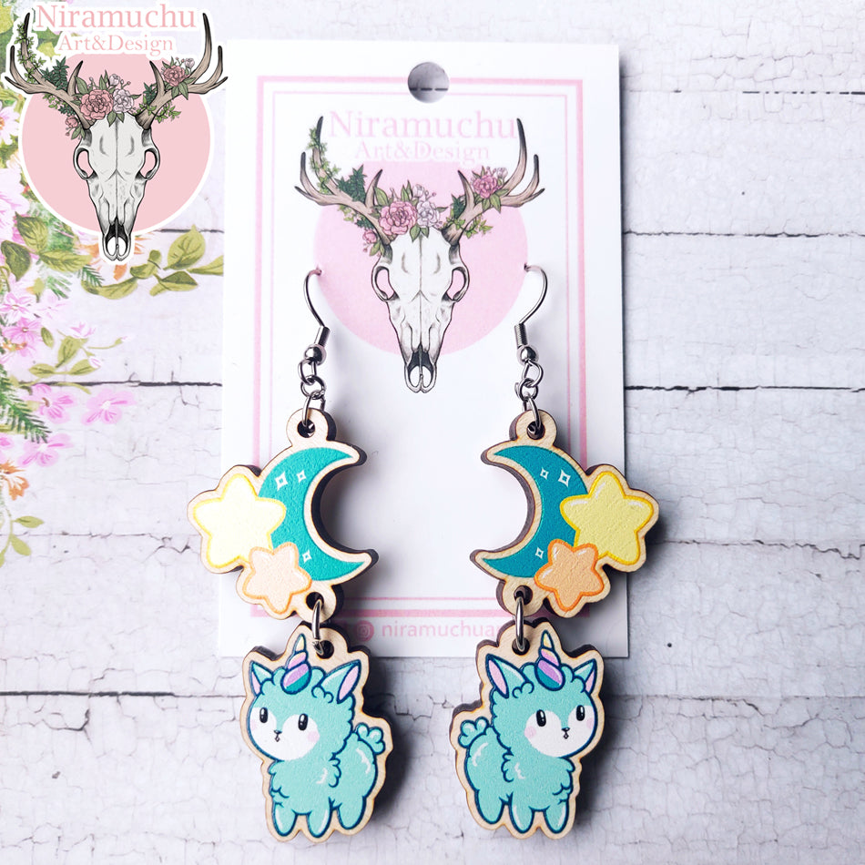 Alpacorn Moon Earrings