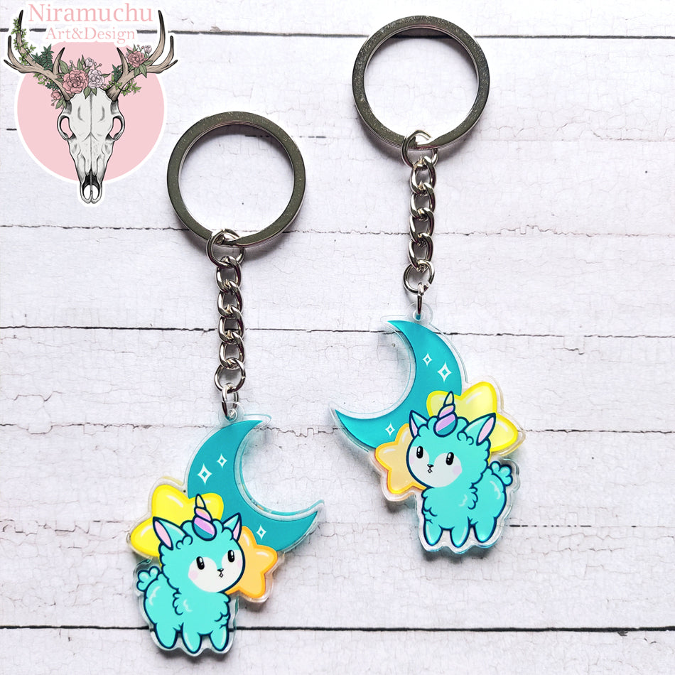 Alpacorn Moon Keycharm