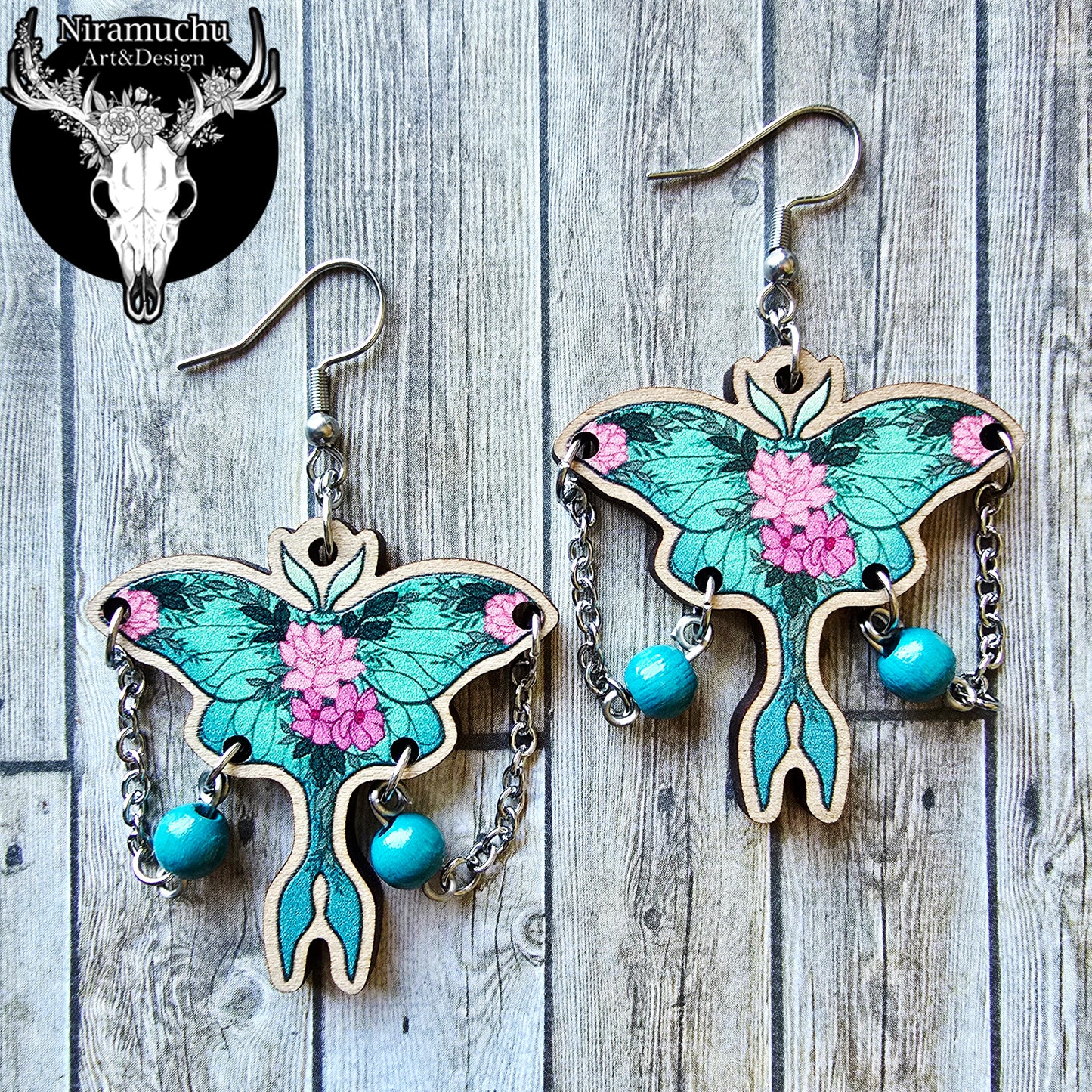 Cloudberry Luna Moth Earrings