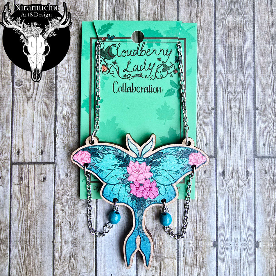 Cloudberry Luna Moth Necklace