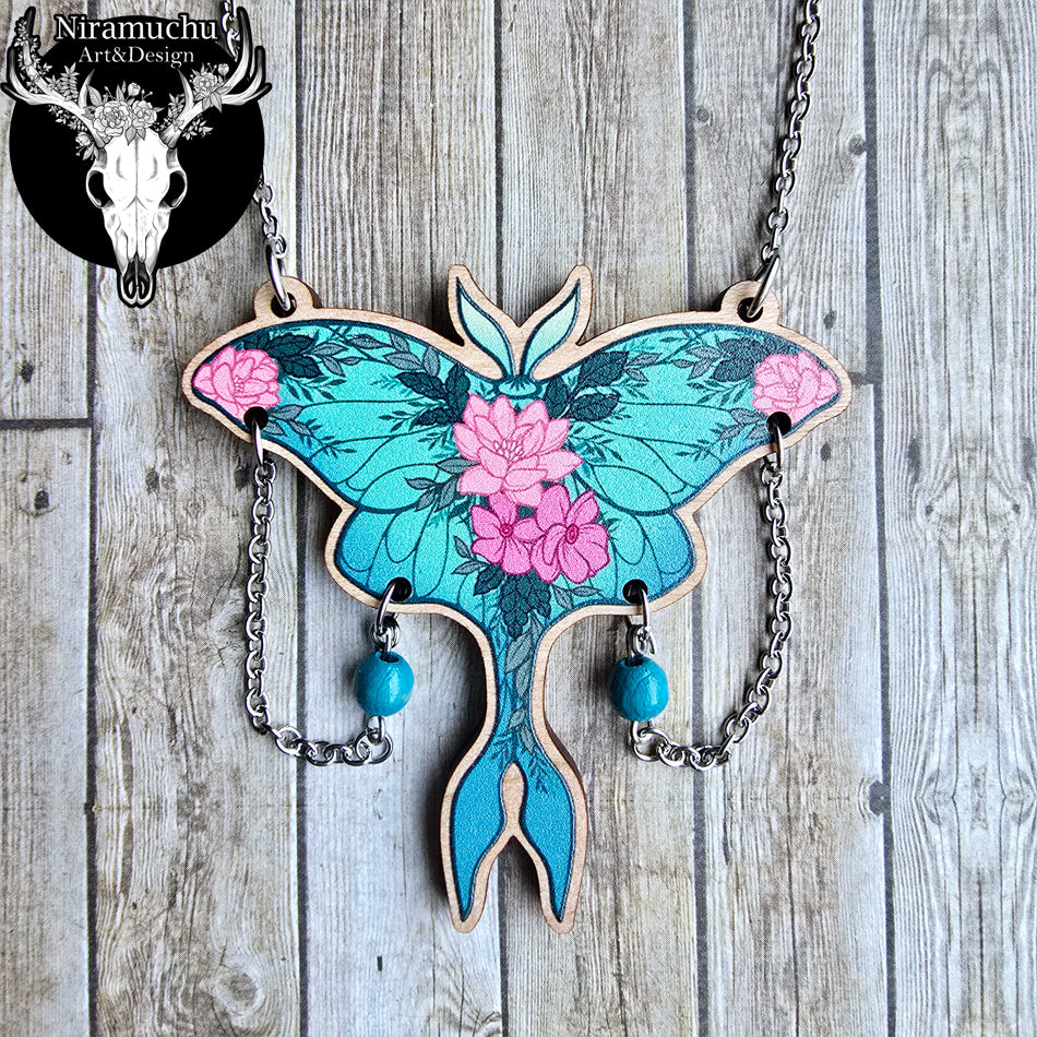 Cloudberry Luna Moth Necklace