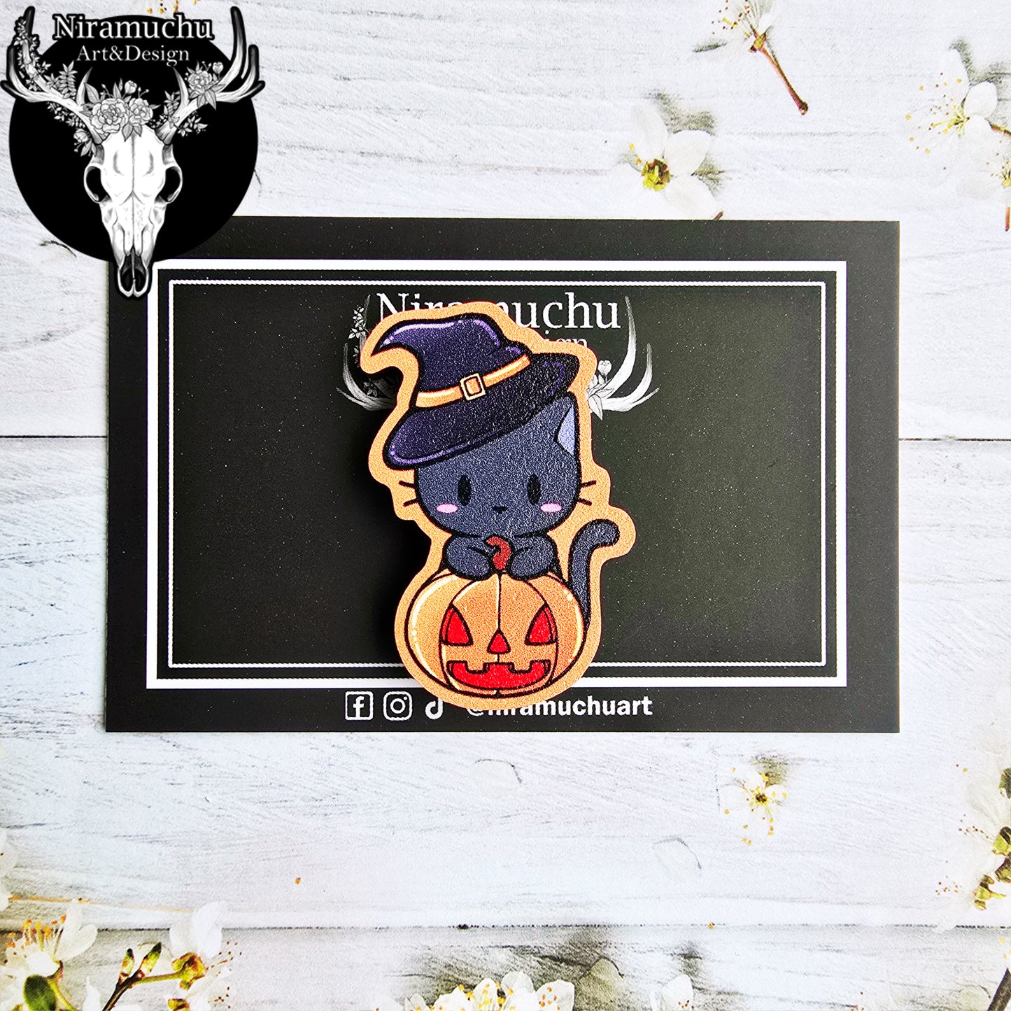 Cute Halloween Magnet: Witch Cat
