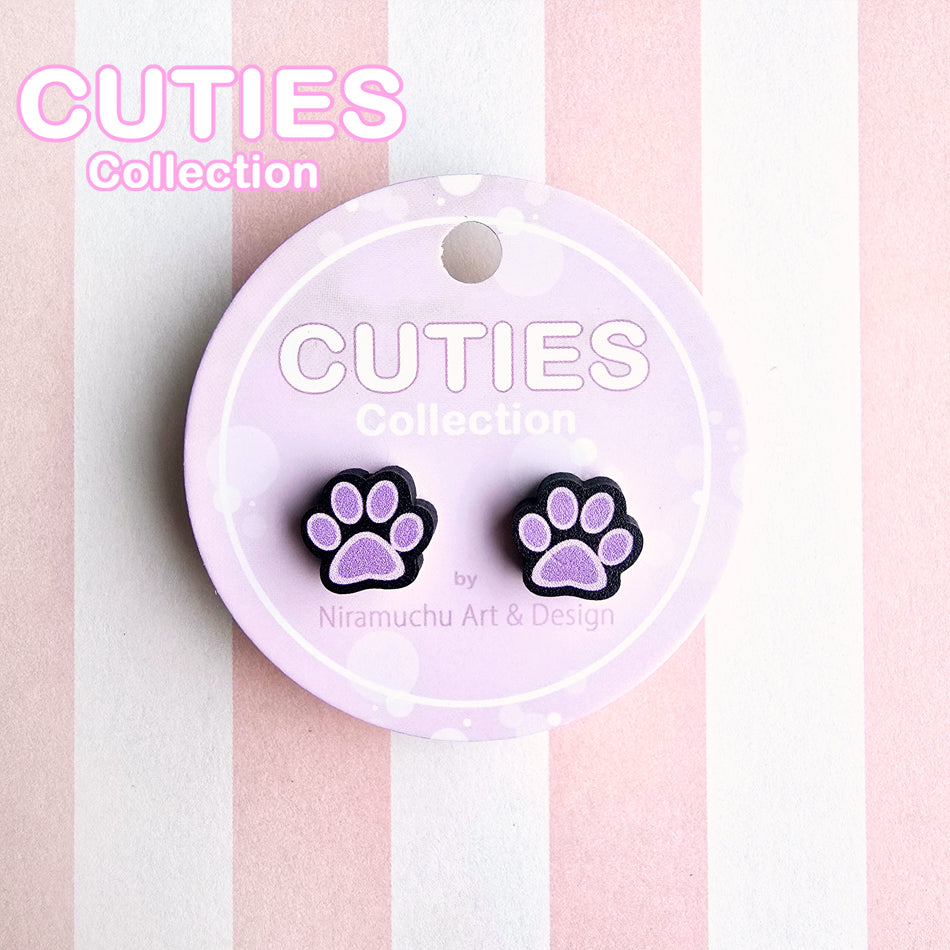 CUTIES Paws Black Ear Studs