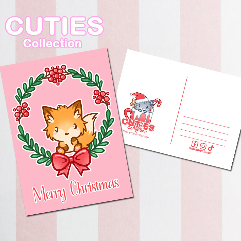 CUTIES Postcard Merry Christmas Fox