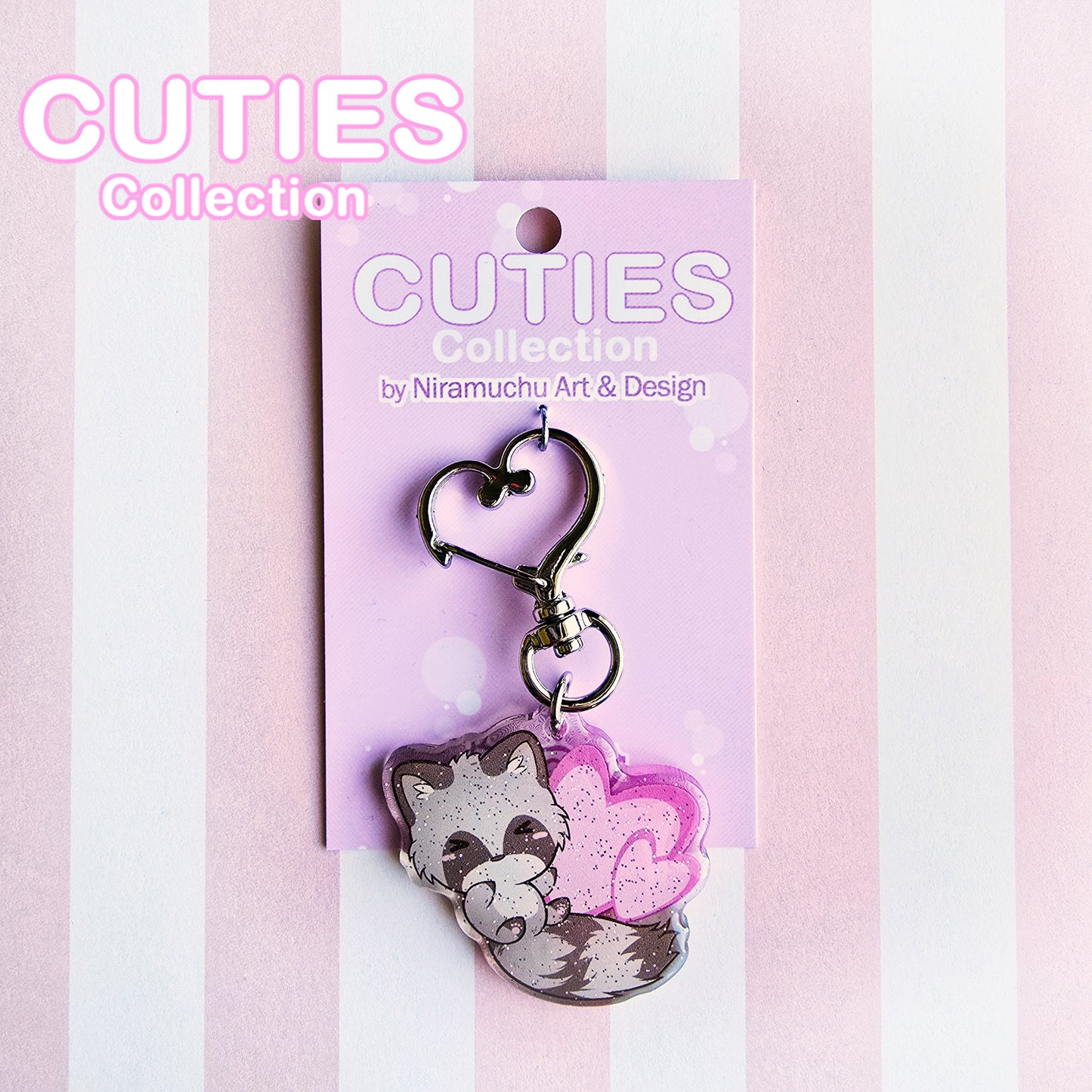 CUTIES Raccoon Glitter Keycharm