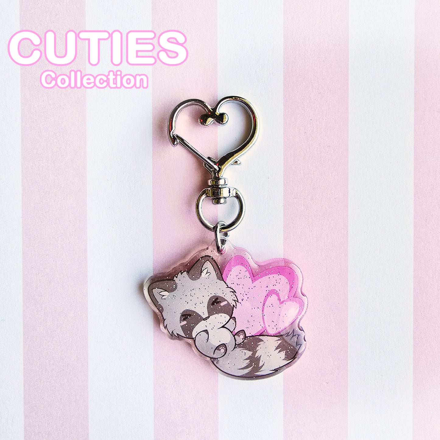 CUTIES Raccoon Glitter Keycharm