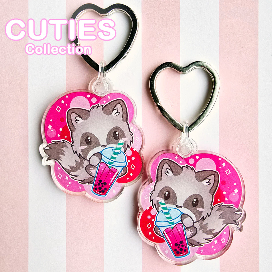 CUTIES Raccoon with Boba Keyring