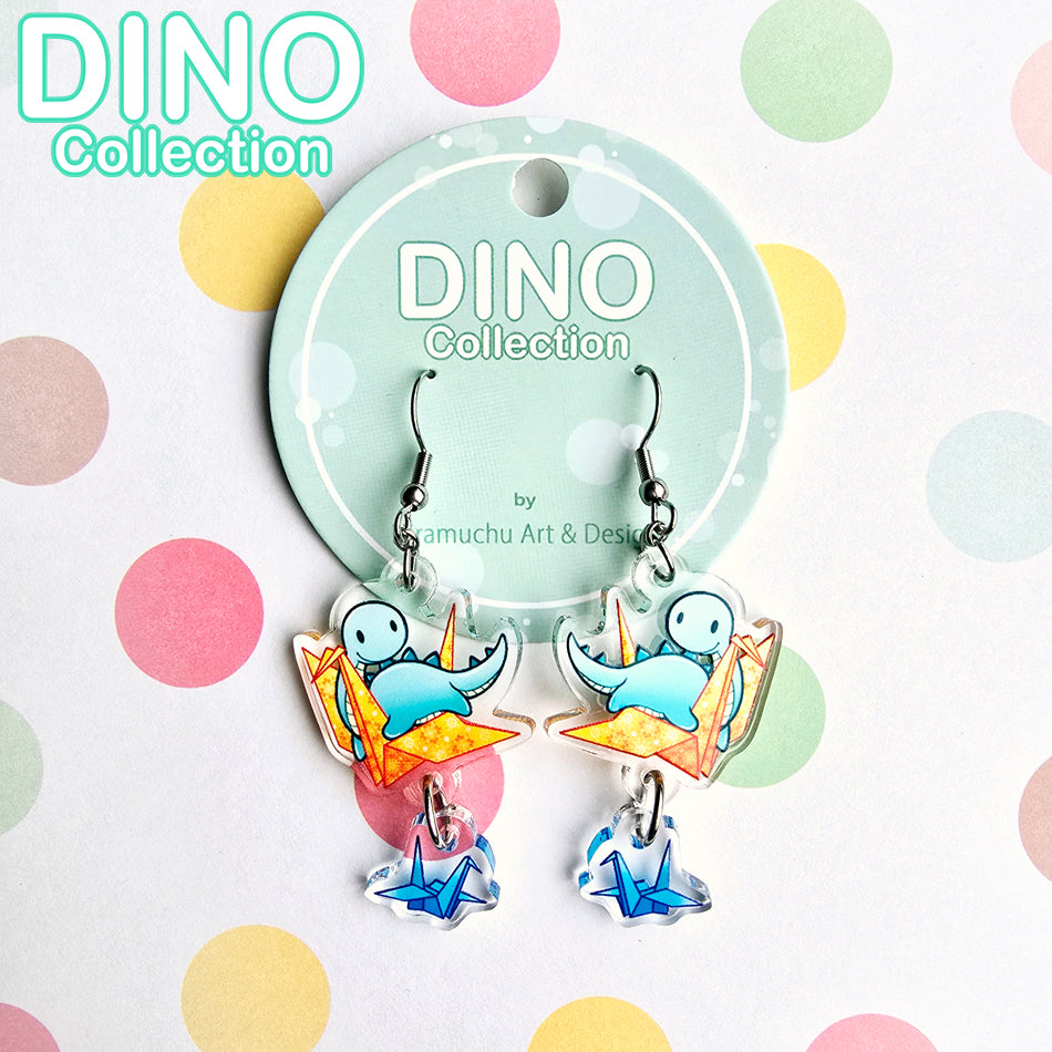 DINO Origami Blue Earrings