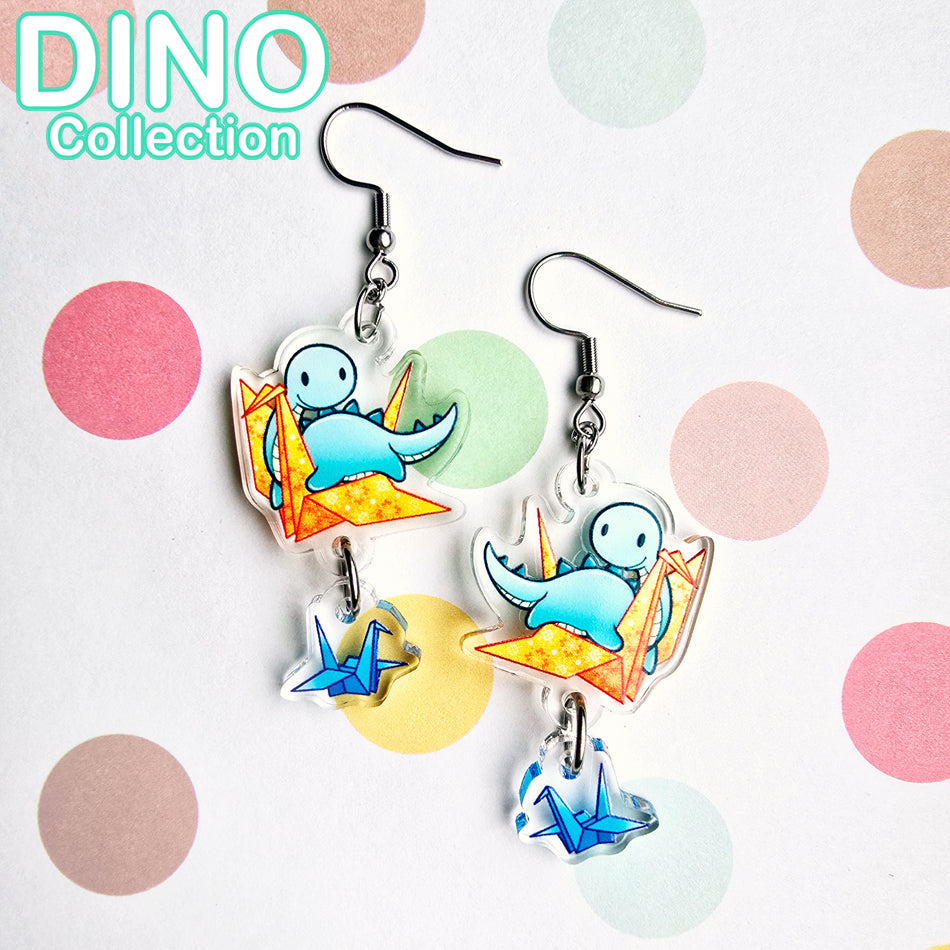 DINO Origami Blue Earrings