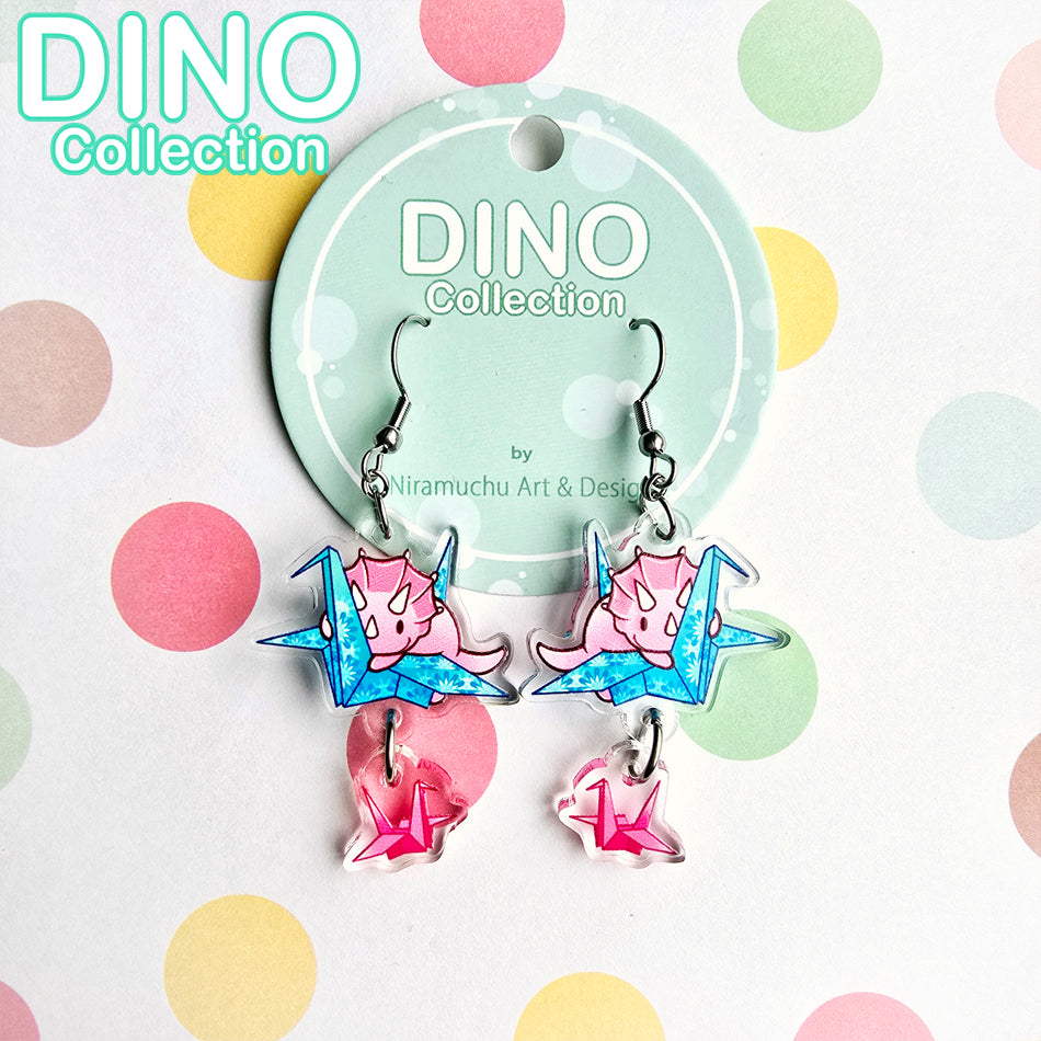DINO Origami Pink Earrings