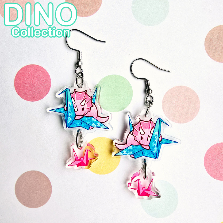 DINO Origami Pink Earrings