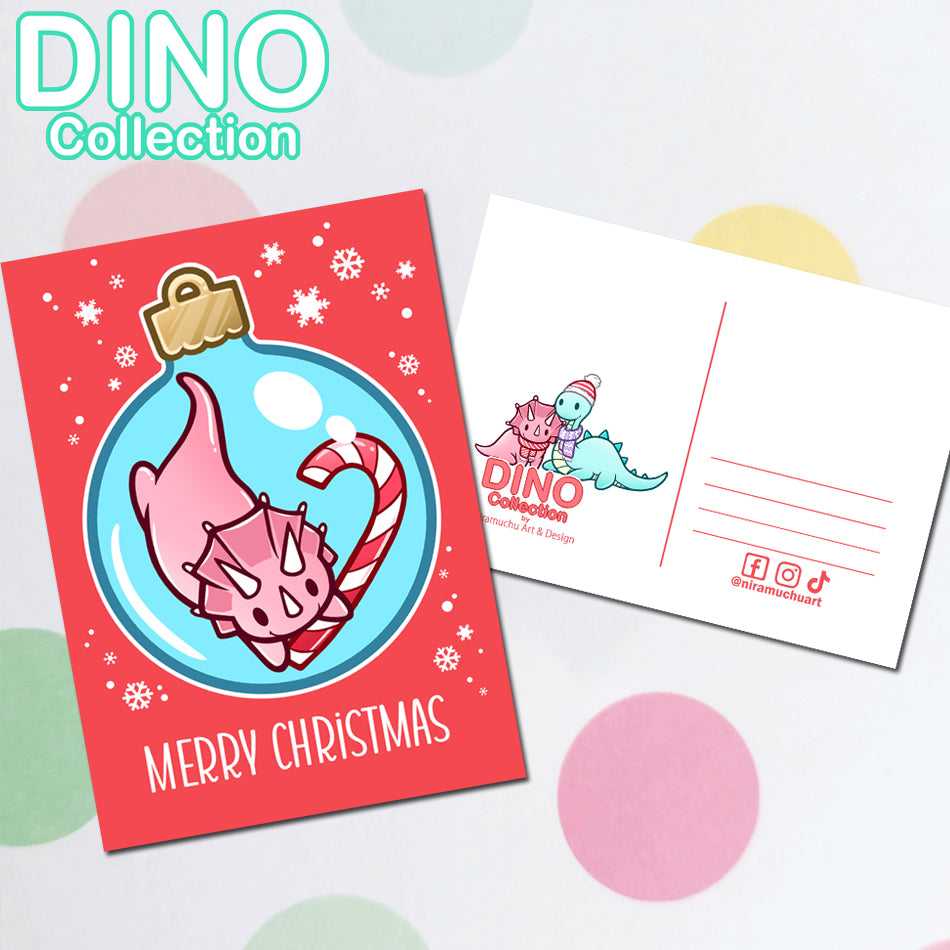 DINO Postcard Merry Christmas Triceratops