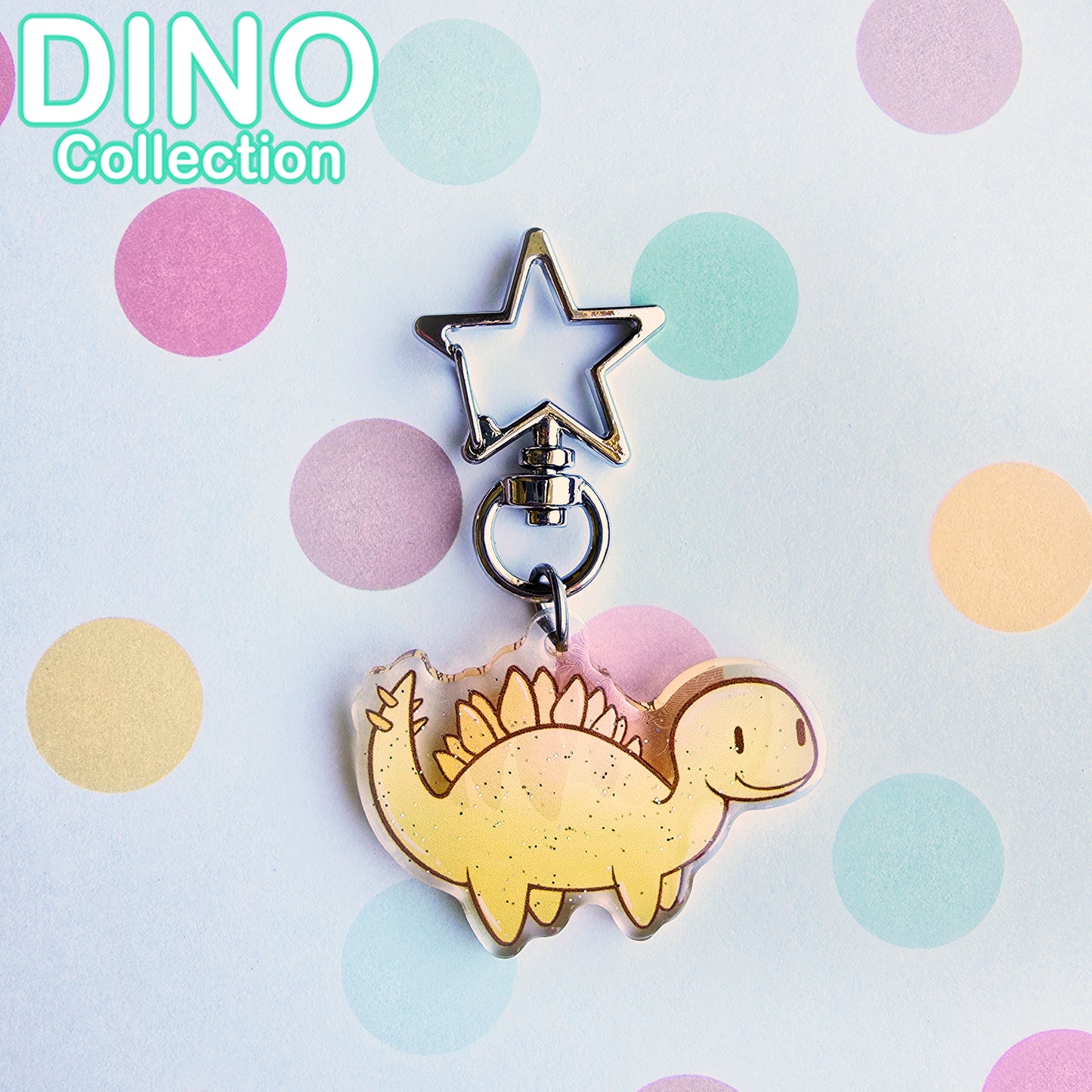 DINO Stegosaurus Glitter Keycharm
