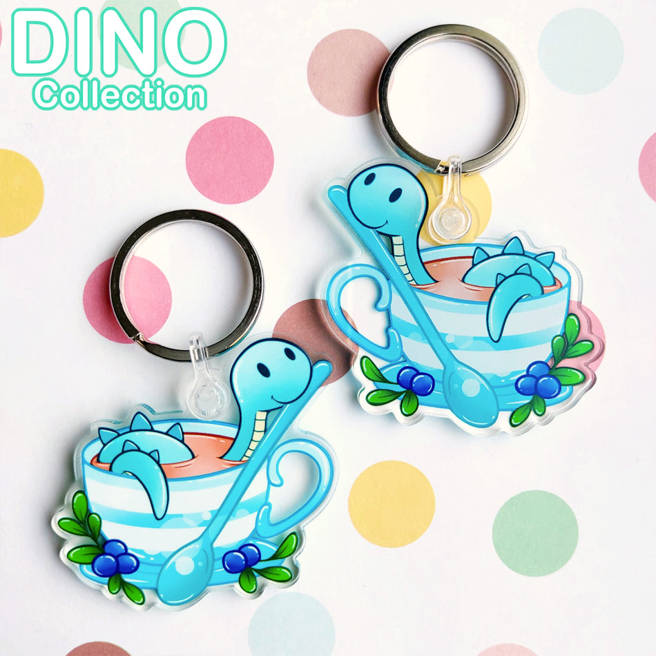 DINO Tea Party Blueberry Keyring