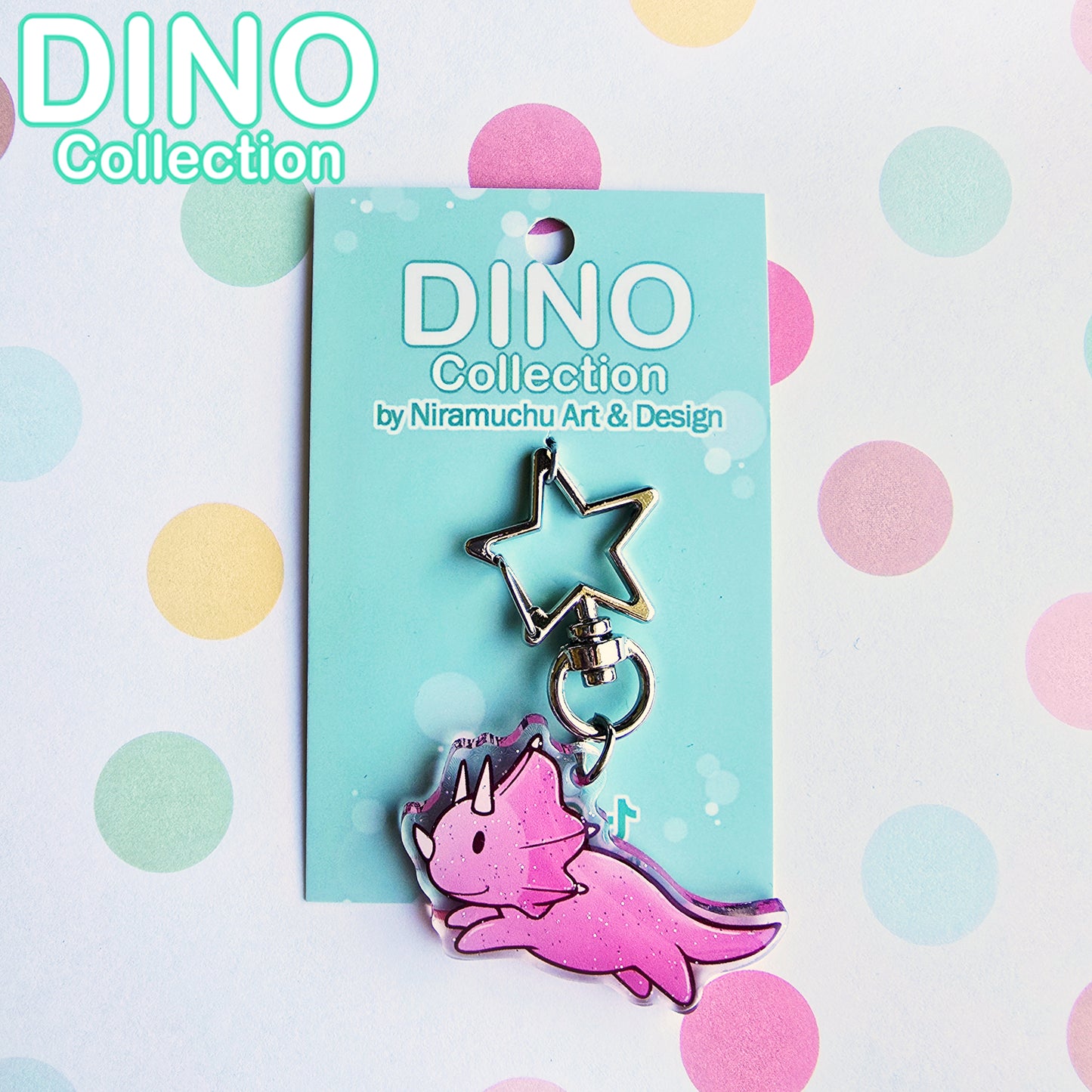 DINO Triceratops Glitter Keycharm