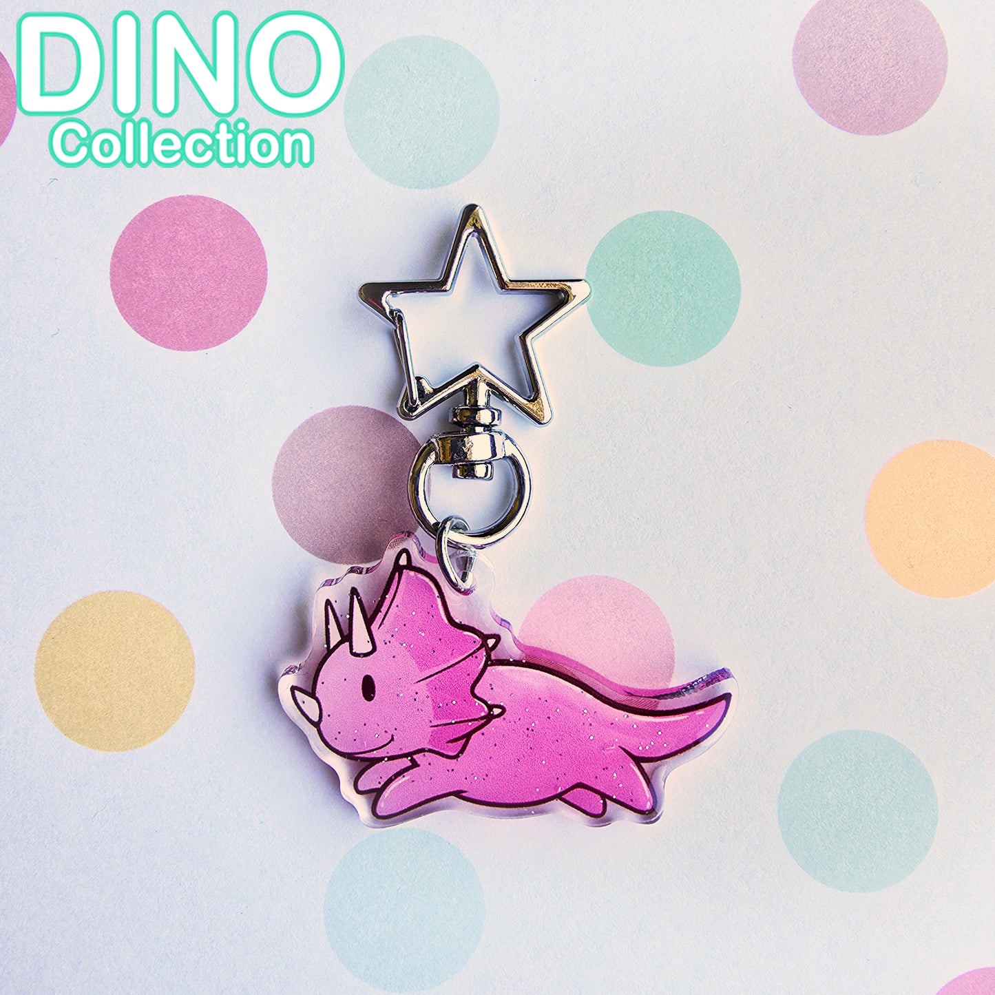 DINO Triceratops Glitter Keycharm