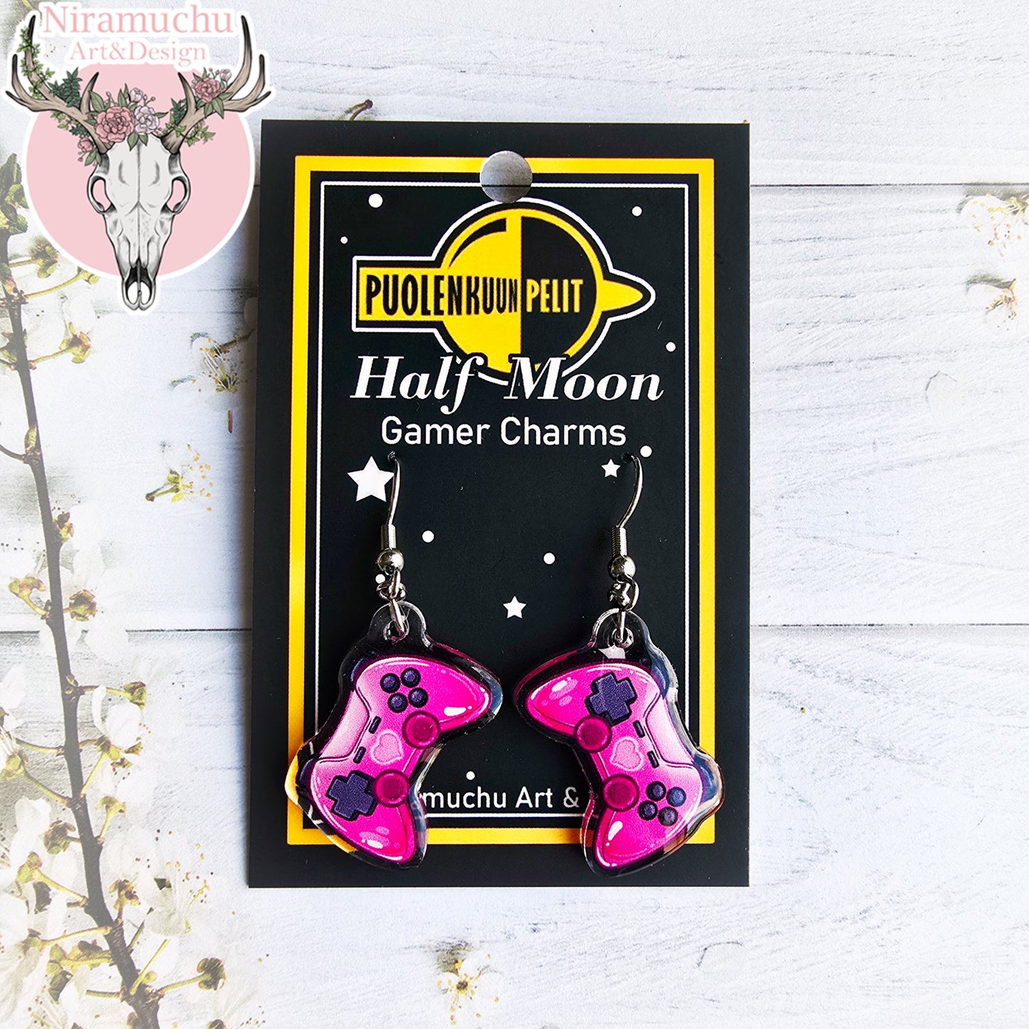 Gamer Charms: Console Pink Earrings