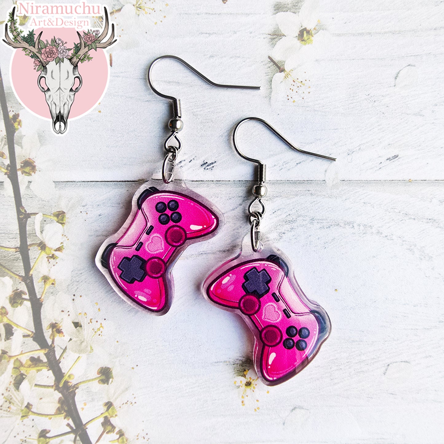 Gamer Charms: Console Pink Earrings