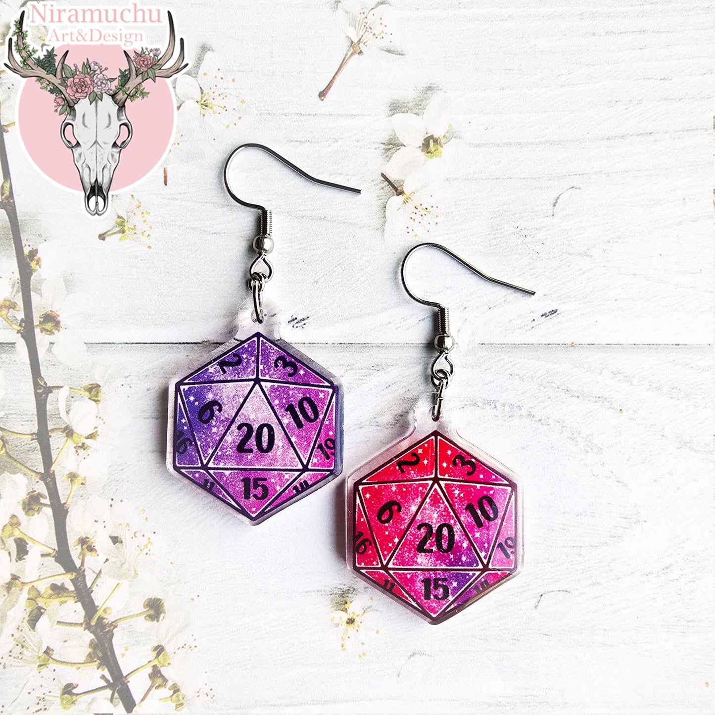 Gamer Charms: Galaxy Dice Mixed Earrings