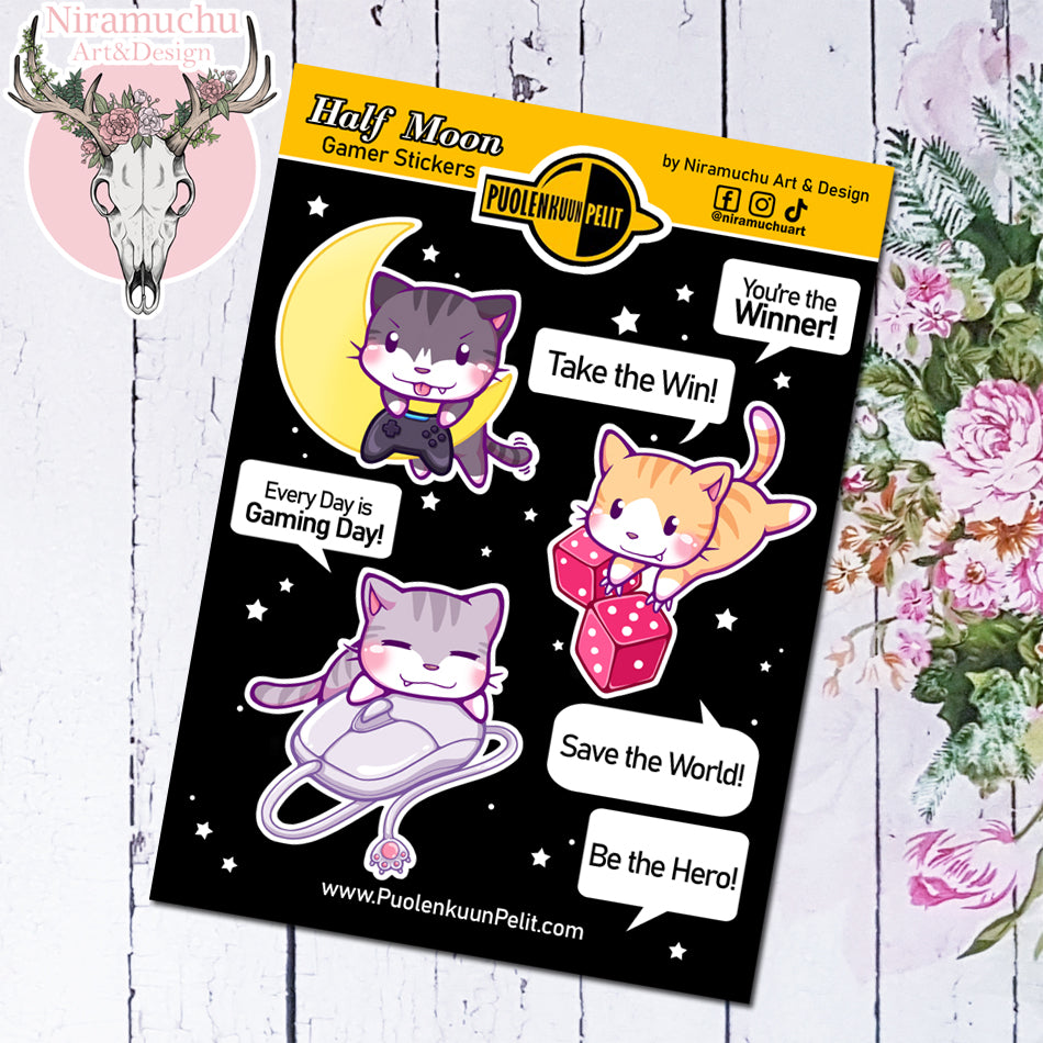 Gamer Stickers: Gamer Cats - Take the Win!