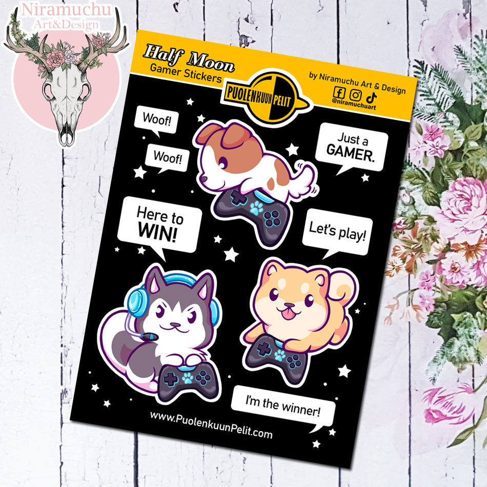 Gamer Stickers: Gamer Dogs - Let's Play!