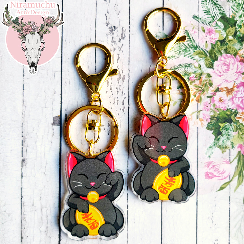 Manga Cafe Maneki Neko Black Keycharm