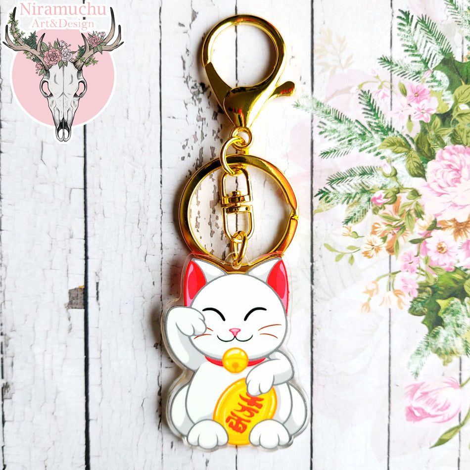 Manga Cafe Maneki Neko White Keycharm