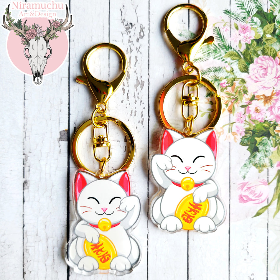 Manga Cafe Maneki Neko White Keycharm