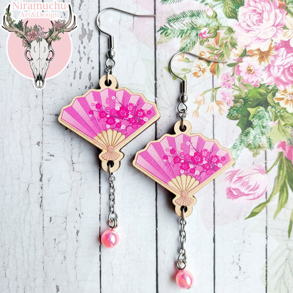 Manga Cafe Sakura Fan Earrings