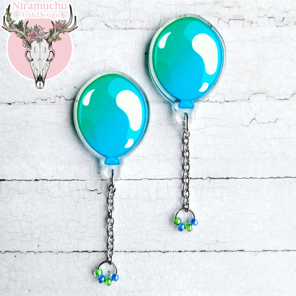 Party Time! Balloon Blue Earrings