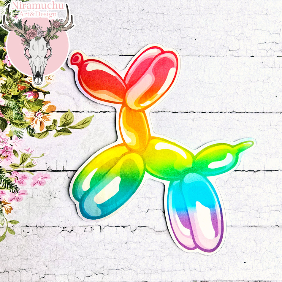 Party Time! Balloon Dog Rainbow Holo Sticker
