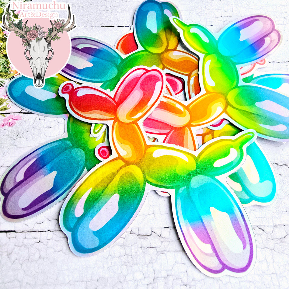 Party Time! Balloon Dog Rainbow Holo Sticker