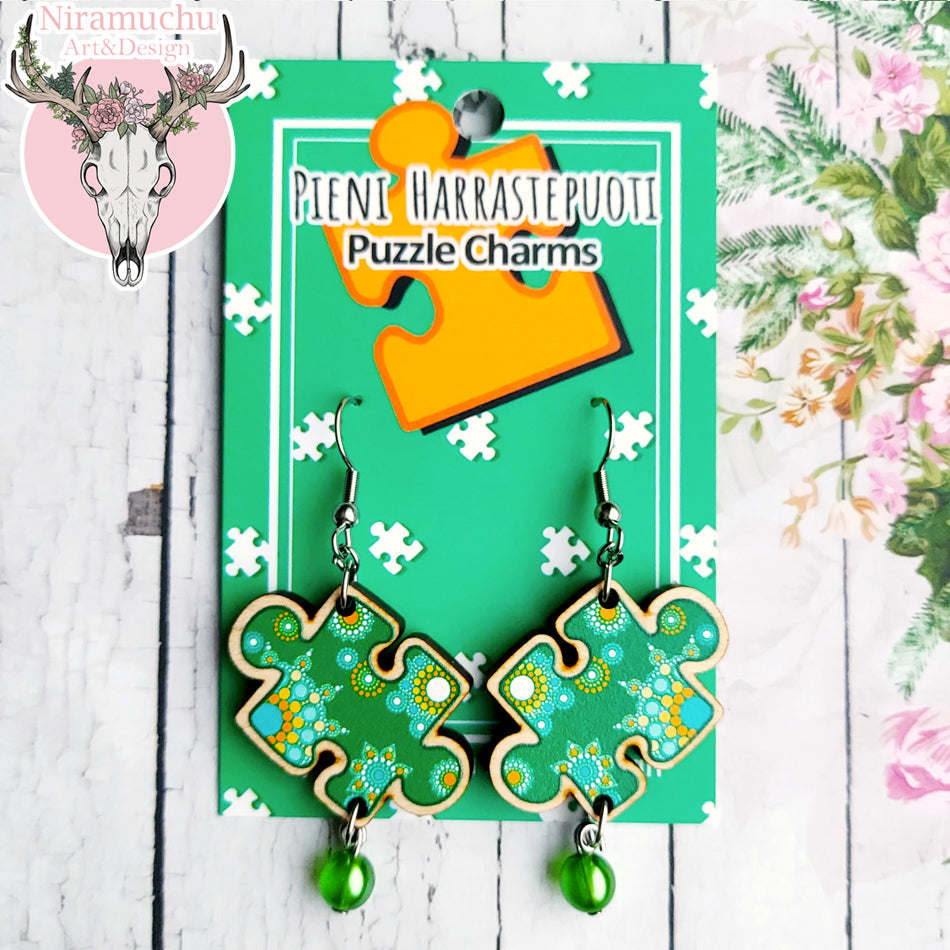 Puzzle Charms: Mandala Puzzle Green Korvakorut
