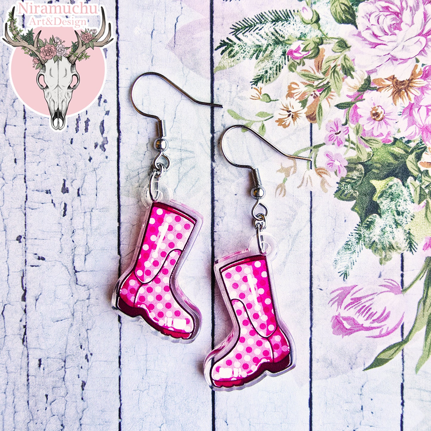 Polkadot Rain Boots Earrings