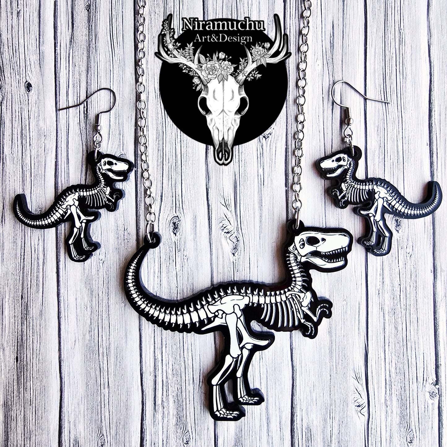 Skeleton of the T-Rex Earrings