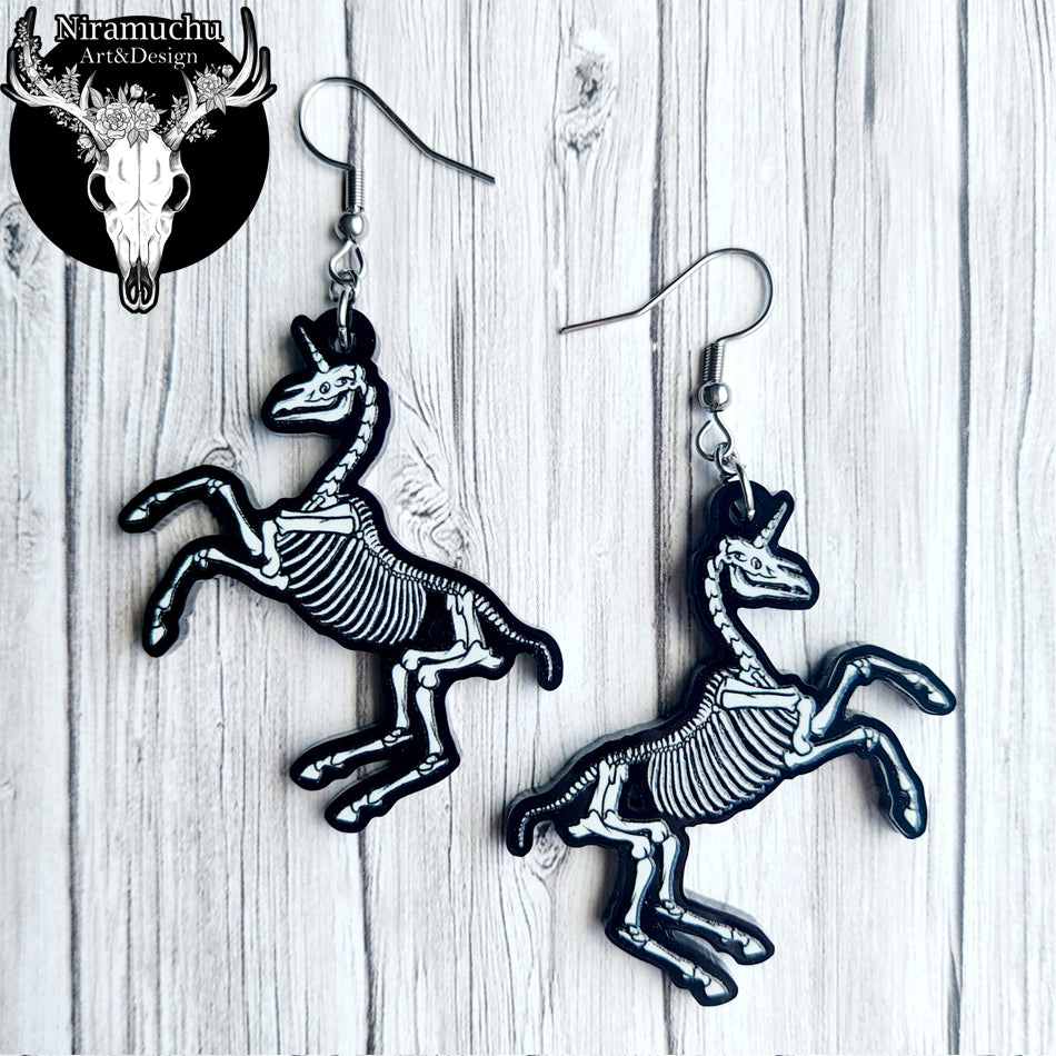 Skeleton of the Unicorn Earrings