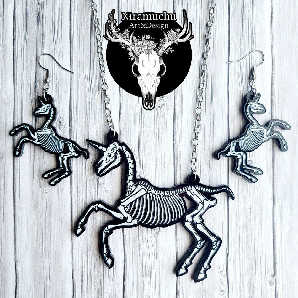 Skeleton of the Unicorn Earrings