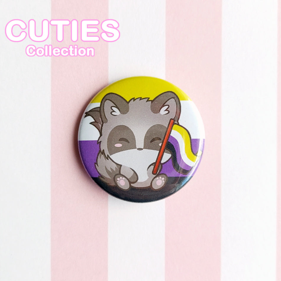 CUTIES PRIDE Badge: Nonbinary Raccoon