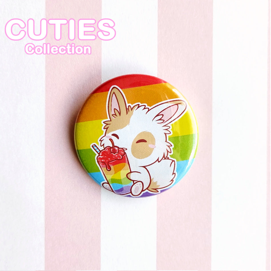 CUTIES PRIDE Badge: Rainbow Bunny