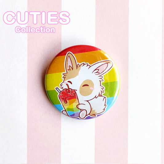 CUTIES PRIDE Badge: Rainbow Bunny