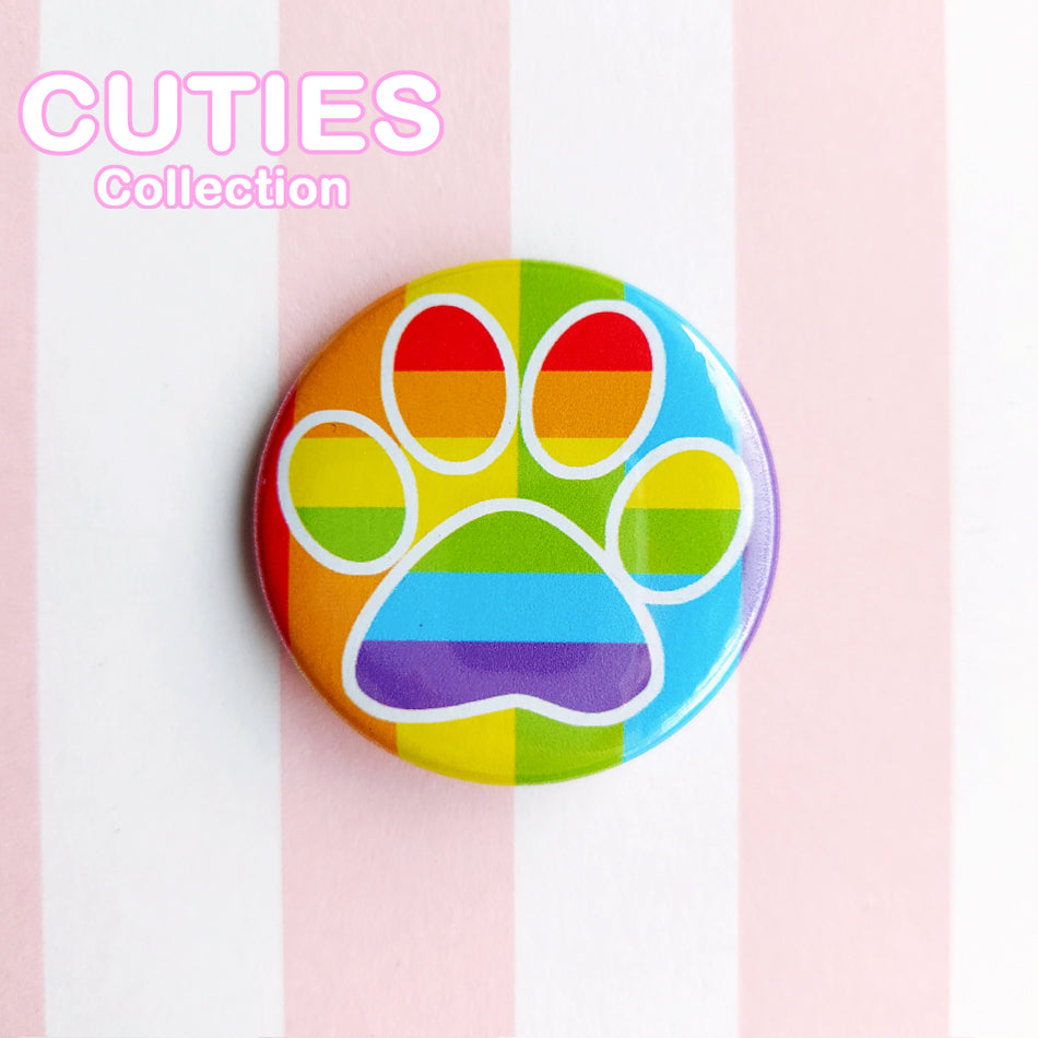 CUTIES PRIDE Badge: Rainbow Paw