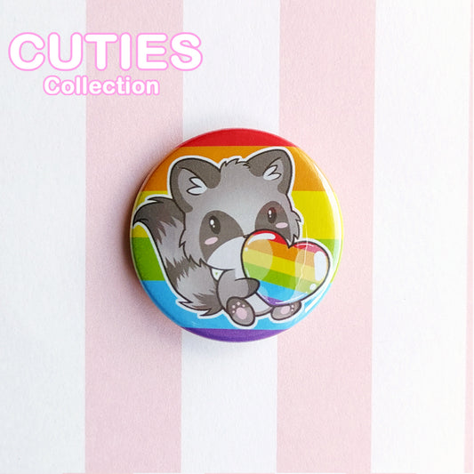 CUTIES PRIDE Pinssi: Rainbow Raccoon