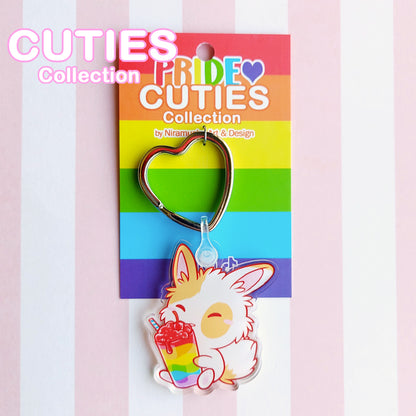 CUTIES PRIDE Rainbow Bunny Keyring