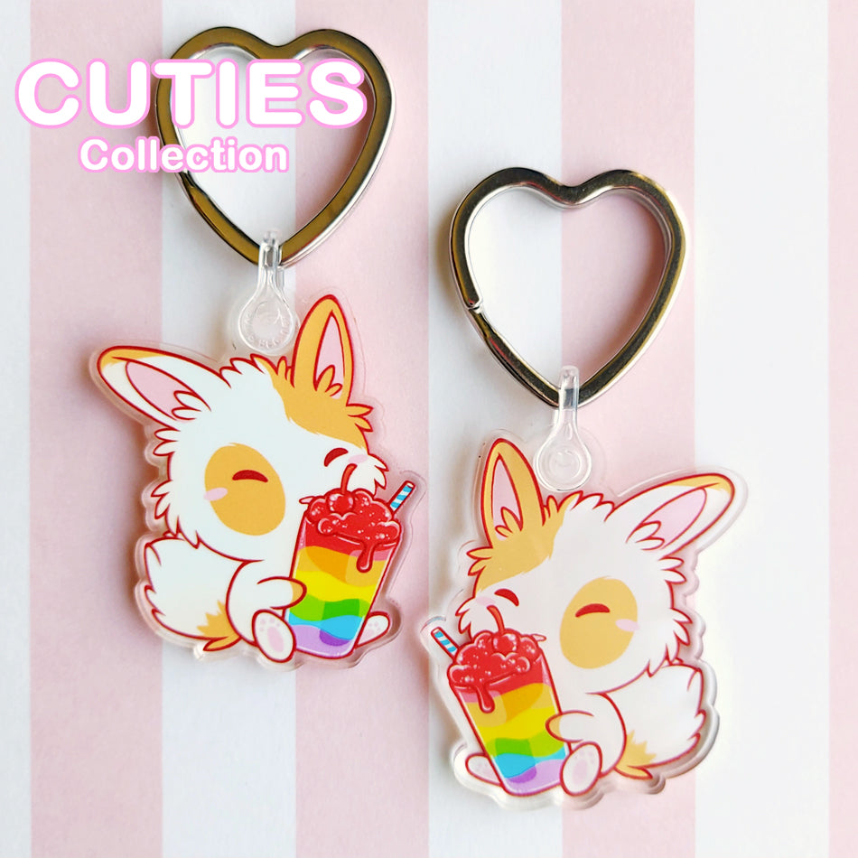 CUTIES PRIDE Rainbow Bunny Keyring