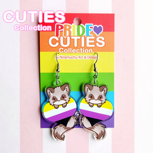 CUTIES PRIDE Nonbinary Raccoon Earrings