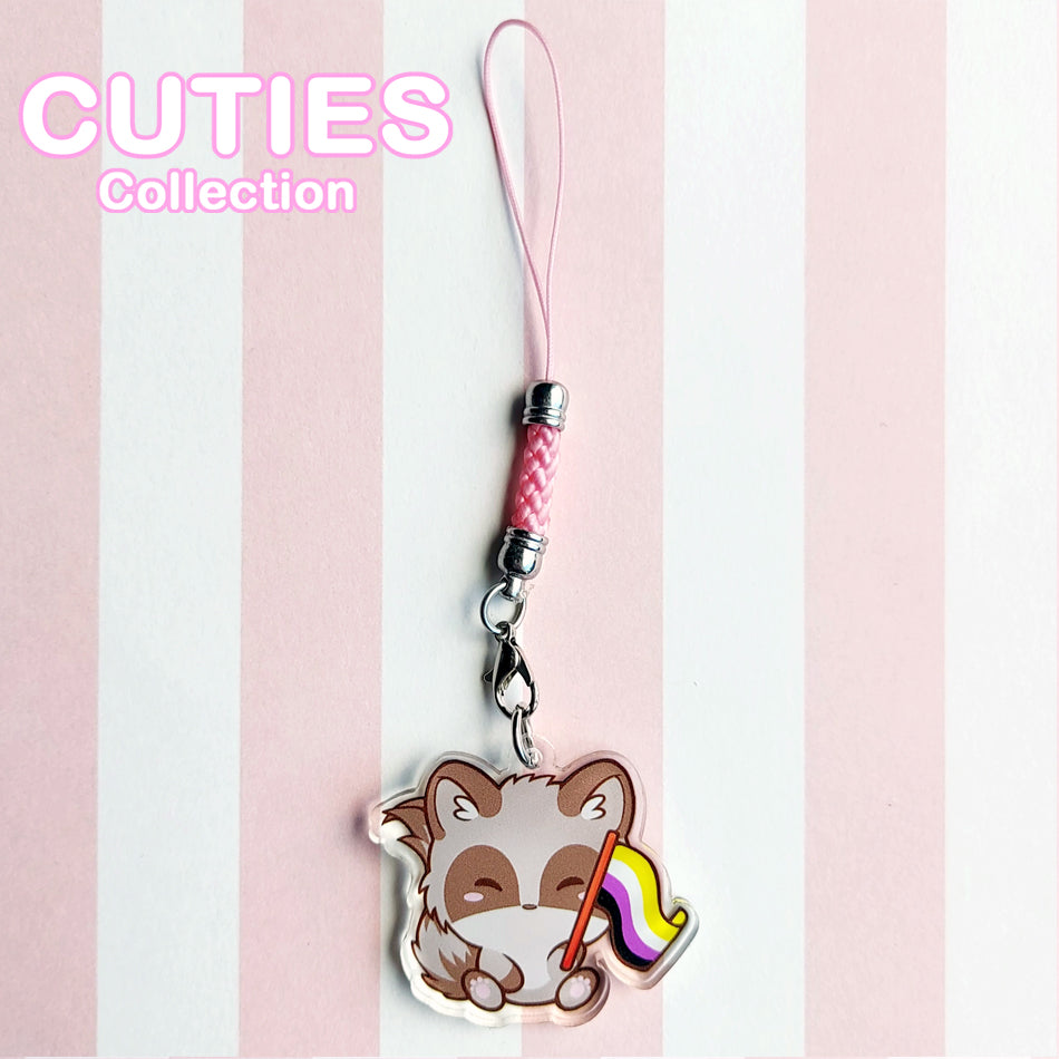 CUTIES PRIDE Nonbinary Raccoon Phone Charm